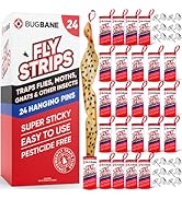 24 Fly Strips Indoor Sticky Hanging with Pins. Fly Trap Fly Paper Strips Indoor Hanging Fly Tape ...