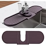 NEWITEE Silicone Draining Mat for Kitchen Sink, Premium Silicone Faucet Mat Splash Guard, Adjustable Faucet Protector Water D
