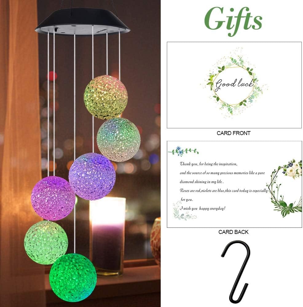 Campanilla de viento solar de colibrí al aire libre, regalo para papá, mamá, abuela, esposa, hija, hermana, tía, abuela, mujeres, decoración al aire libre para patio, jardinería - Image 28