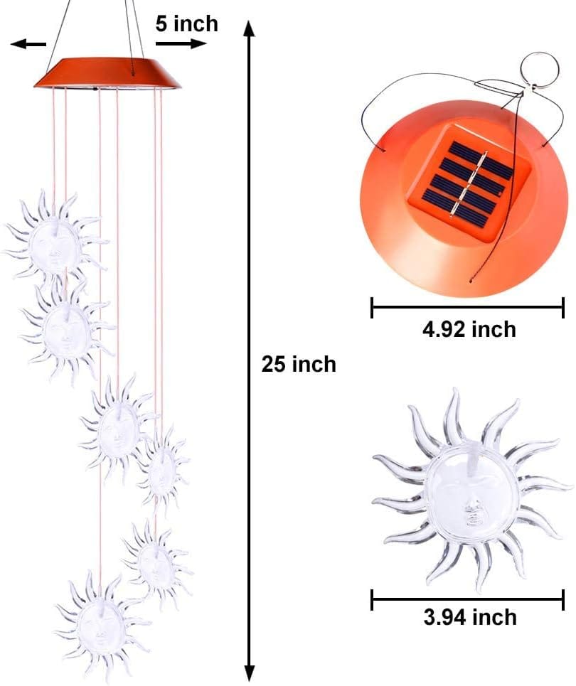Campanilla de viento solar de colibrí al aire libre, regalo para papá, mamá, abuela, esposa, hija, hermana, tía, abuela, mujeres, decoración al aire libre para patio, jardinería - Image 55