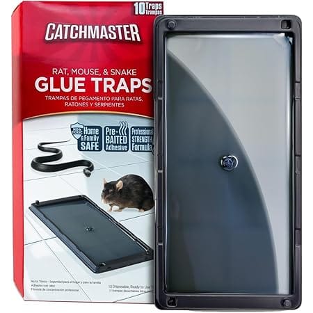 Catchmaster Glue Mouse Traps Indoor for Home 10PK, Bulk Traps for Mice and Rats, Pre-Baited Adhesive Plastic Trays for Inside House, Snake, Lizard, Insect, & Spider Traps, Pet Safe Pest Control