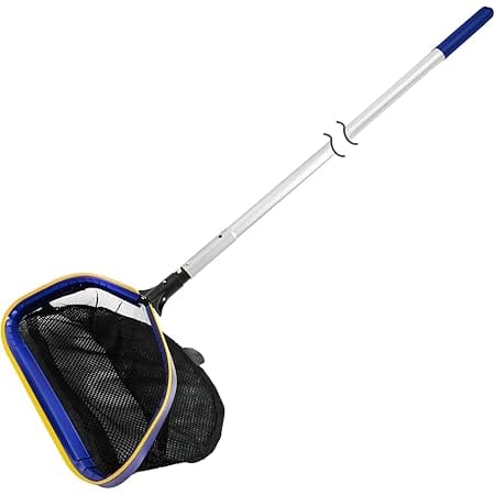 Poolvio Pool Deep Skimmer Net with 3ft - 10ft 1.0mm Thick Adjustable Telescopic Pole & Fine Mesh Bag Leaf Skimmer Rake Net for Above Ground & Inground Swimming Pools, Removes All Debris