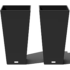 Veradek V-Resin Indoor/Outdoor Taper Planter, Set of 2 (30 inch, Black)