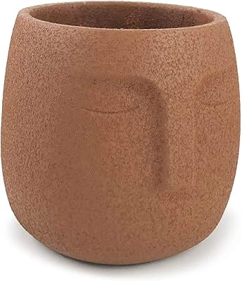 Liphontcta Terracotta Plant Pot, 5.5 inch Unglazed Modern Human Face Vase Succulent Head Planter Pot Indoor Pottery Flower Clay Bonsai Containers with Drainage Holes /Saucer (Terracotta)