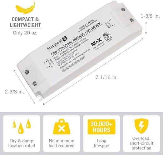 Armacost Lighting 860600 for LED Lighting, with Removable AC Cord, 60 Watt, White - Image 2