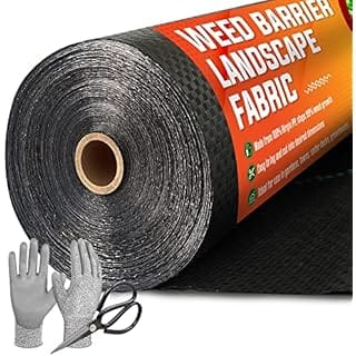 5ftx500ft Garden Weed Barrier Landscape Fabric (including Scissors & Gloves), Large Weed Block Gardening Mat, Heavy Duty Ground Cover Weeds, Superior Weed Landscape Control For Vegetable Projects.