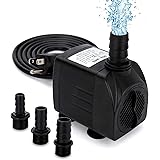 GROWNEER 550GPH Submersible Pump 30W Ultra Quiet Fountain Water Pump, 2000L/H, with 7.2ft High Lift, 3 Nozzles for Aquarium,