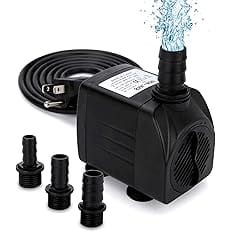 GROWNEER 550GPH Submersible Pump 30W Ultra Quiet Fountain Water Pump, 2000L/H, with 7.2ft High Lift, 3 Nozzles for Aquarium,