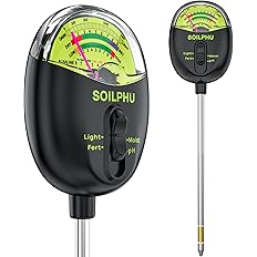 Soil pH Tester,4 in 1 Soil Moisture Meter,Soil Tester for Soil Moisture/PH Meter/Sunlight Intensity/Soil Fertility,Soil Test