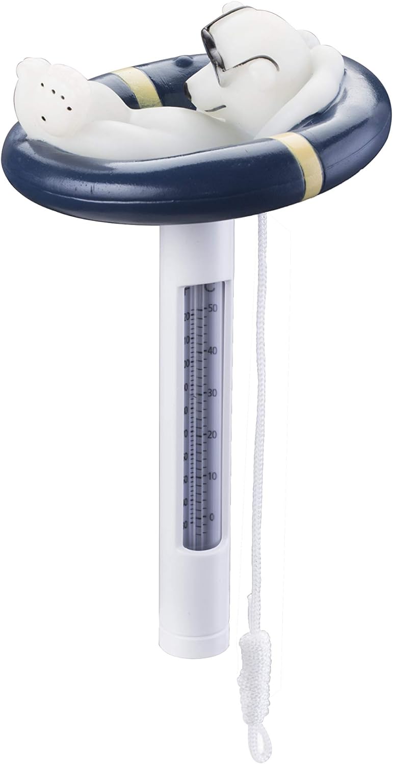 Roll over image to zoom in VacFlow Floating Pool Thermometer, Polar Bear with String, for Outdoor/Indoor Pool and Spa, Jacuzzi and Pond