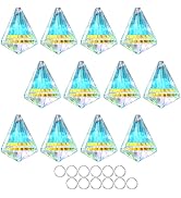 12pcs 38mm Crystal Faceted Prism Suncatcher Window Hanging AB Colored Crystals Diamond Prisms Chr...