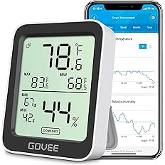 Govee Hygrometer Thermometer H5075, Bluetooth Indoor Room Temperature Monitor Greenhouse Thermometer with Remote App Control,