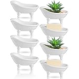Gejoy 8 Pcs 5.6" Mini Bathtub Ceramic Planter Pot Ceramic Succulent Pot Bonsai Cactus Flower Pot Vase Holder Decorative Organ