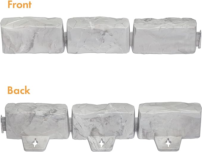 EasyFlex No-Dig Landscape Edging with Anchoring Spikes, 2.7 in. Tall Decorative Stone-Look Garden Border, 15 Foot Kit, Light Gray (3602G-15C-6) - Image 3