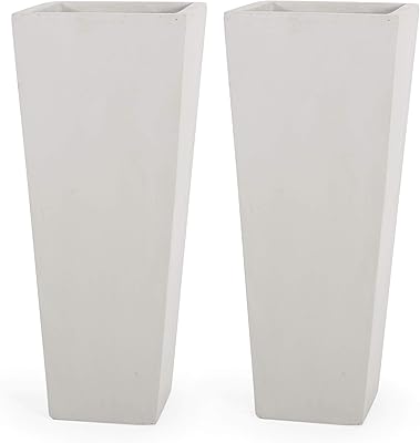 Christopher Knight Home Ella Outdoor Planter Sets, Large, Matte White