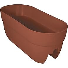 EMSCO Group Bloomers Railing Planter with Drainage Holes – 24" Weatherproof Resin Planter – Terracotta