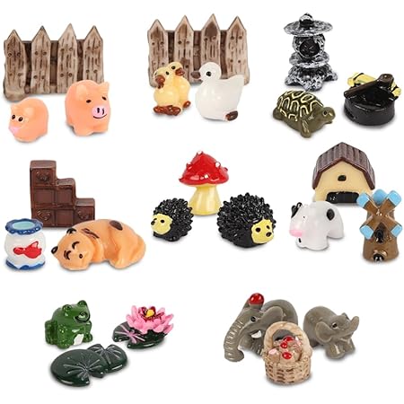 VGOODALL 24 pcs Miniature Garden Ornaments, Fairy Garden Animals for Dollhouse Plant Pot, Home Decoration