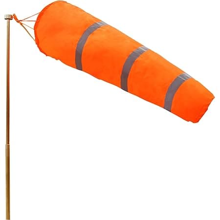 Anley 30 Inch Windsock - Rip-stop Polyester Wind Direction Measurement Sock Bag with Reflective Belt - For Outdoors Airport Farm & Park - Orange 2.5 Feet