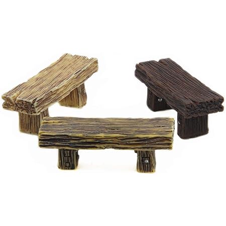 ODDIER 3Pcs Mini Resin Bench Miniature Fairy Garden Bench Dollhouse Accessories Statue DIY Decor Gift