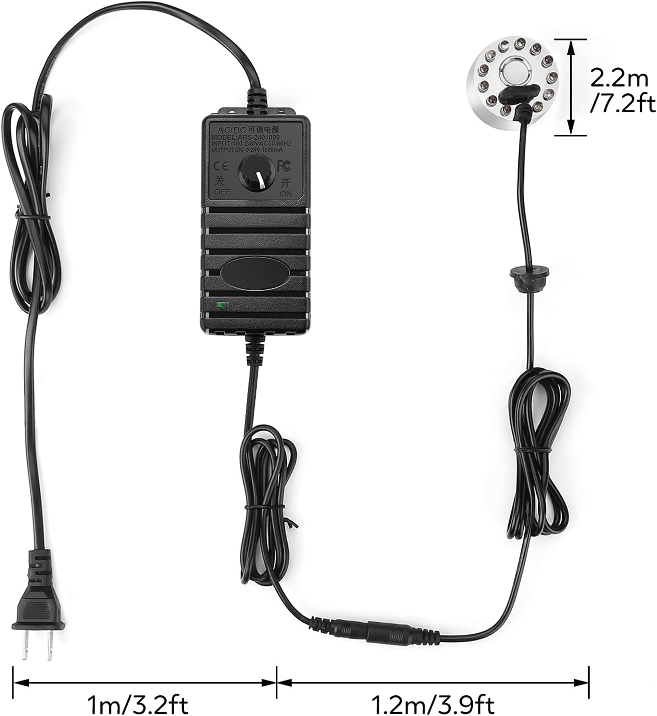 FITNATE 350ml/H Mist Maker Fogger,12 LED Color Changing Fog Atomizer Air Humidifier, with Adjustable Fog Controller, for Water Fountain Pond Rockery Vase Birdbath. - Image 2