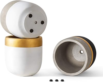 Dahey 3 Pack Small Cement Succulent Planter Pots 4 Inch Modern Mini Concrete Flower Pots Indoor Outdoor for Cactus Herb or Small Plants Home Decor