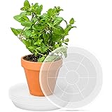 PACETAP 12 inch Plant Saucer Pot Tray 5 Pack, Large Heavy Duty Flower Planter Water Drip Trays for Indoors Outdoors Garden, R