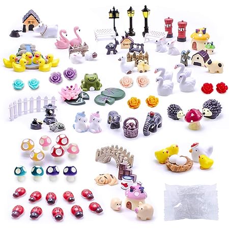 Dracarys Selected 100 Pcs Fairy Garden Accessories, Fairy Garden Kit, Fairy Garden Animals, Miniature Figurines, Micro Landscape Ornaments Kit, Garden DIY Kit, Environmental Resin, Forest Encounters