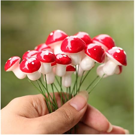 UTENEW Cute Resin Craft Decoration Mushroom Fairy Garden Miniatures Accessories (Pack of 50)
