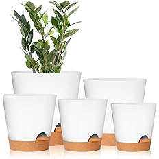 GARDIFE Plant Pots 7/6.5/6/5.5/5 Inch Self Watering Planters with Drainage Hole, Plastic Flower Pots, Nursery Planting Pot fo