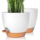 GARDIFE Plant Pots Set of 2 Pack 8 inch,Planters for Indoor Plants with Drainage Holes, Modern Decorative Flower Pots for All