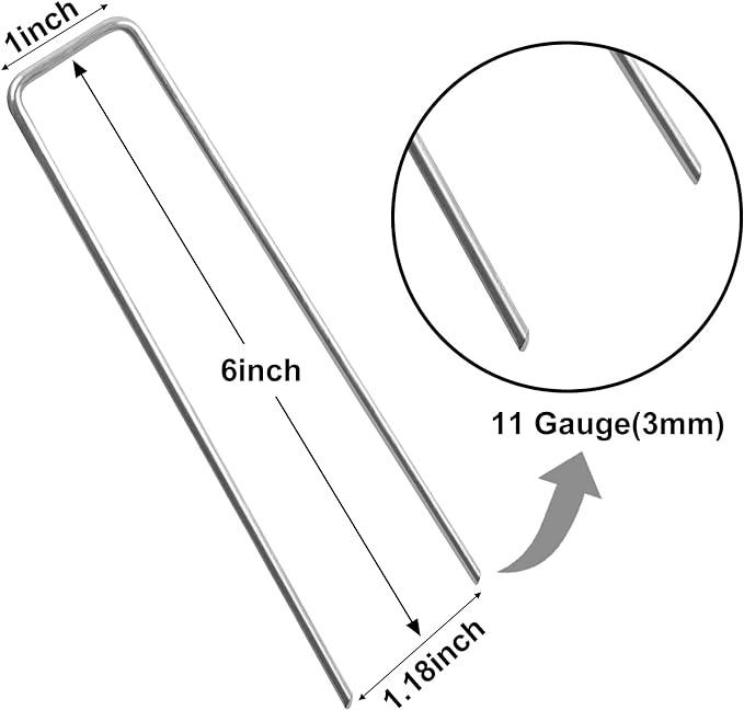 HongWay 120 Pack Landscape Staples 6 Inches 11 Gauge Stakes, Galvanized Garden Stakes U-Shaped Pins and Landscaping Staples for Sod Anchoring Landscape Fabric Irrigation Tubing - Image 2