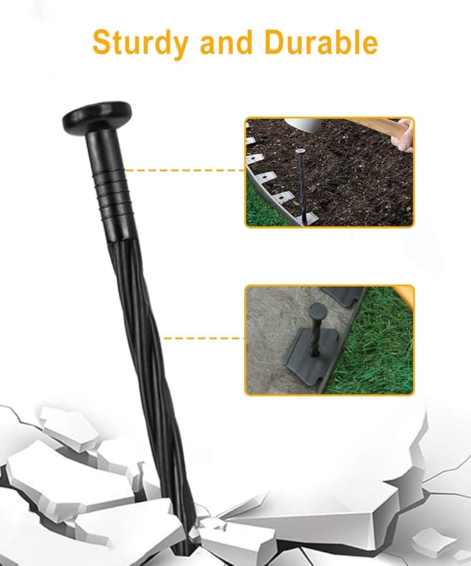 Meboyz 50-Pack Plastic Edging Stakes, 8-Inch Edging Spikes, Spiral Nylon Landscape Anchoring Spikes for Paver Edging, Weed Barrier, Artificial Turf & More Weed Barrier, Artificial Turf & More. - Image 3