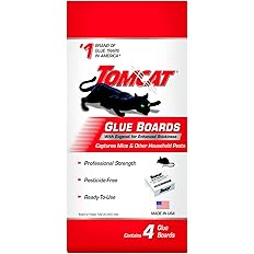 Tomcat Glue Boards with Immediate Grip Glue for Mice, Cockroaches, and Insects, Use Flat or Covered, Ready-To-Use, 4 Traps