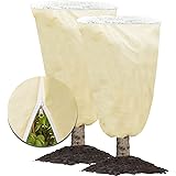 MIXC Plant Covers Freeze Protection, 47.2''×70.8'' Winter Cold Weather Frost Blankets Shrub Jacket with Drawstring Reusable F