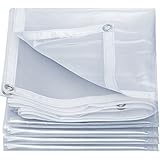 Tubtoken Clear PVC Tarpaulins 7 x 9 FT,20 Mil Heavy Duty Waterproof Wind-Proof Transparent Vinyl Tarp for Patio Pergola Garde