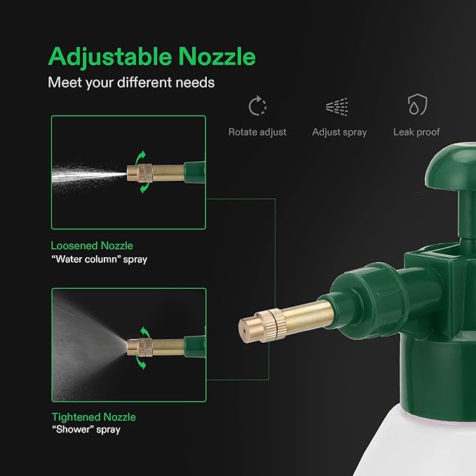 VIVOSUN 0.2 Gallon Handheld Garden Pump Sprayer, 27 oz Gallon Lawn & Garden Pressure Water Spray Bottle with Adjustable Brass Nozzle, for Plants and Other Cleaning Solutions (0.8L Green) - Image 2