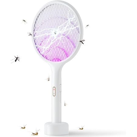 YISSVIC Electric Fly Swatter 4000V Bug Zapper Racket Dual Modes Mosquito Killer with Purple Mosquito Light Rechargeable for Indoor and Outdoor Home Office Backyard Patio Camping (1 Pack)