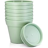FHWTY 6 Pack Plastic Plant Pots with Drainage Holes and Tray, 4 inch Thickened Indoor Planters Seedlings Nursery Pots for Flo