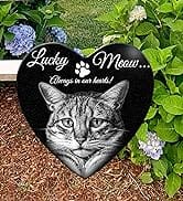 Heart Shaped Pet Memorial Stones Personalized Dog Remembrance Gifts, Customized Cat Picture Griev...