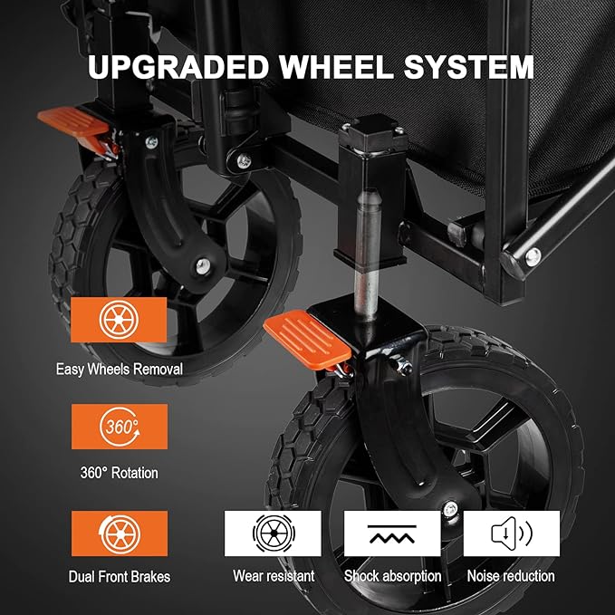 Navatiee Wagon Cart Heavy Duty Foldable, Collapsible Wagon with Smallest Folding Design, Utility Grocery Wagon for Camping Shopping Sports - Image 3