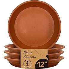 Jantens Plant Saucers - 4 Pack of 12 inch - Durable Thicker Plastic Plant Tray Flower Pot Saucers for Outdoors Indoors Flower