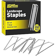 HongWay 240pcs Landscape Staples, 6 Inch 11 Gauge Galvanized Garden Stakes and U-Shaped Pins for Landscaping Fabric Weed Barr