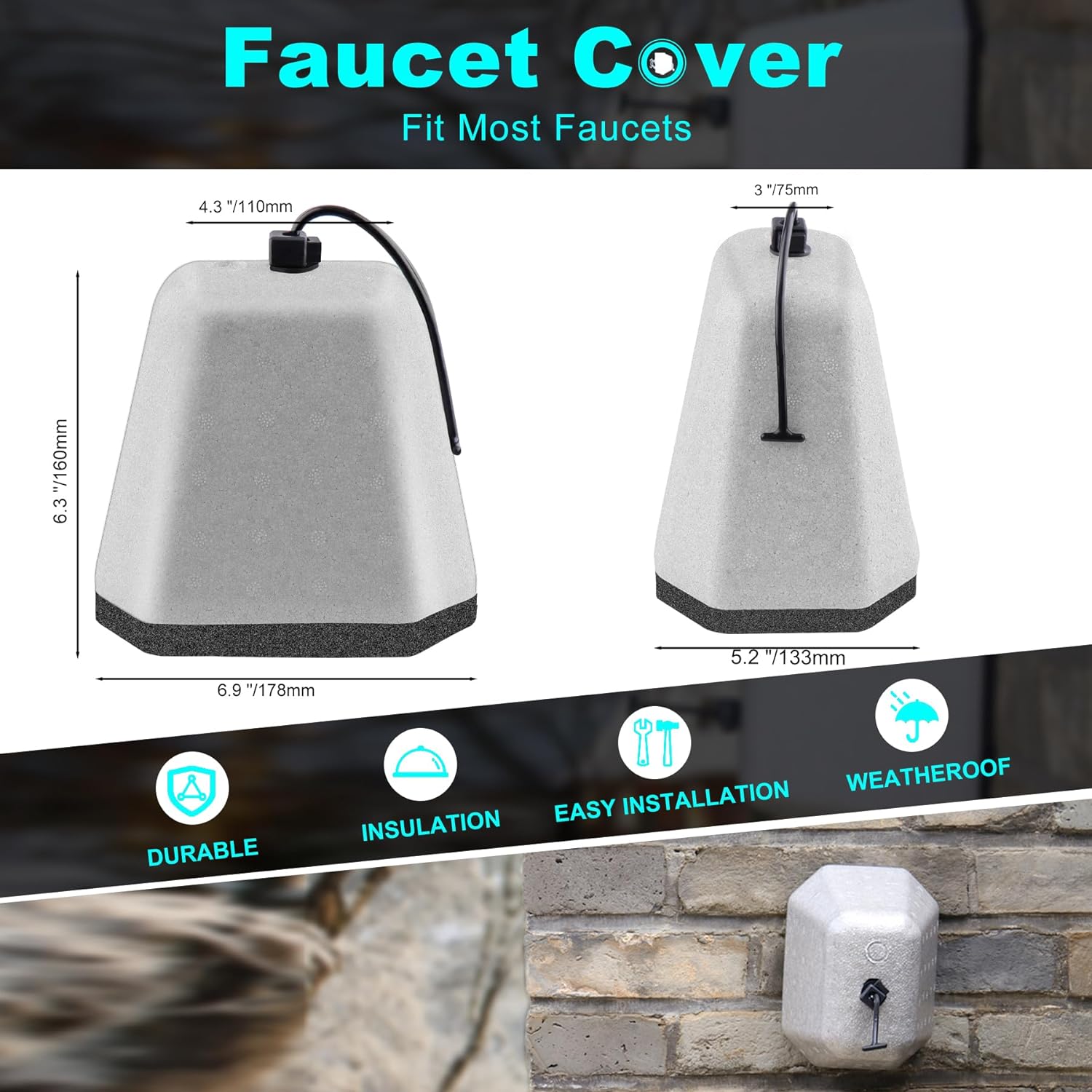 marinexplore 2 Pack Outdoor Faucet Covers, Foam Faucet Covers for Freeze Protection, Reusable Hose Covers, Insulated Spigot Covers - Image 3