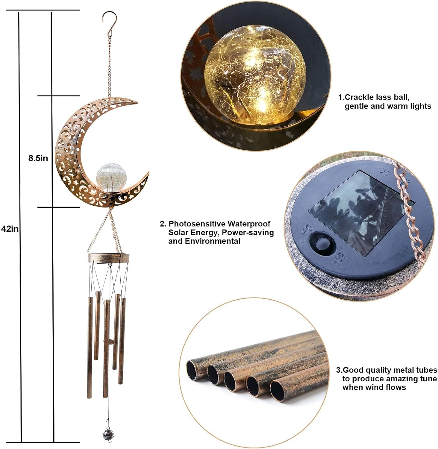 Campanilla de viento solar de colibrí al aire libre, regalo para papá, mamá, abuela, esposa, hija, hermana, tía, abuela, mujeres, decoración al aire libre para patio, jardinería - Image 52