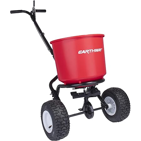 Earthway 2600A-Plus 40 LB (18 KG) Walk-Behind Broadcast Fertilizer Spreader, Garden Seeder, Salt Spreader w/9-Inch Pneumatic Wheels, Made in America