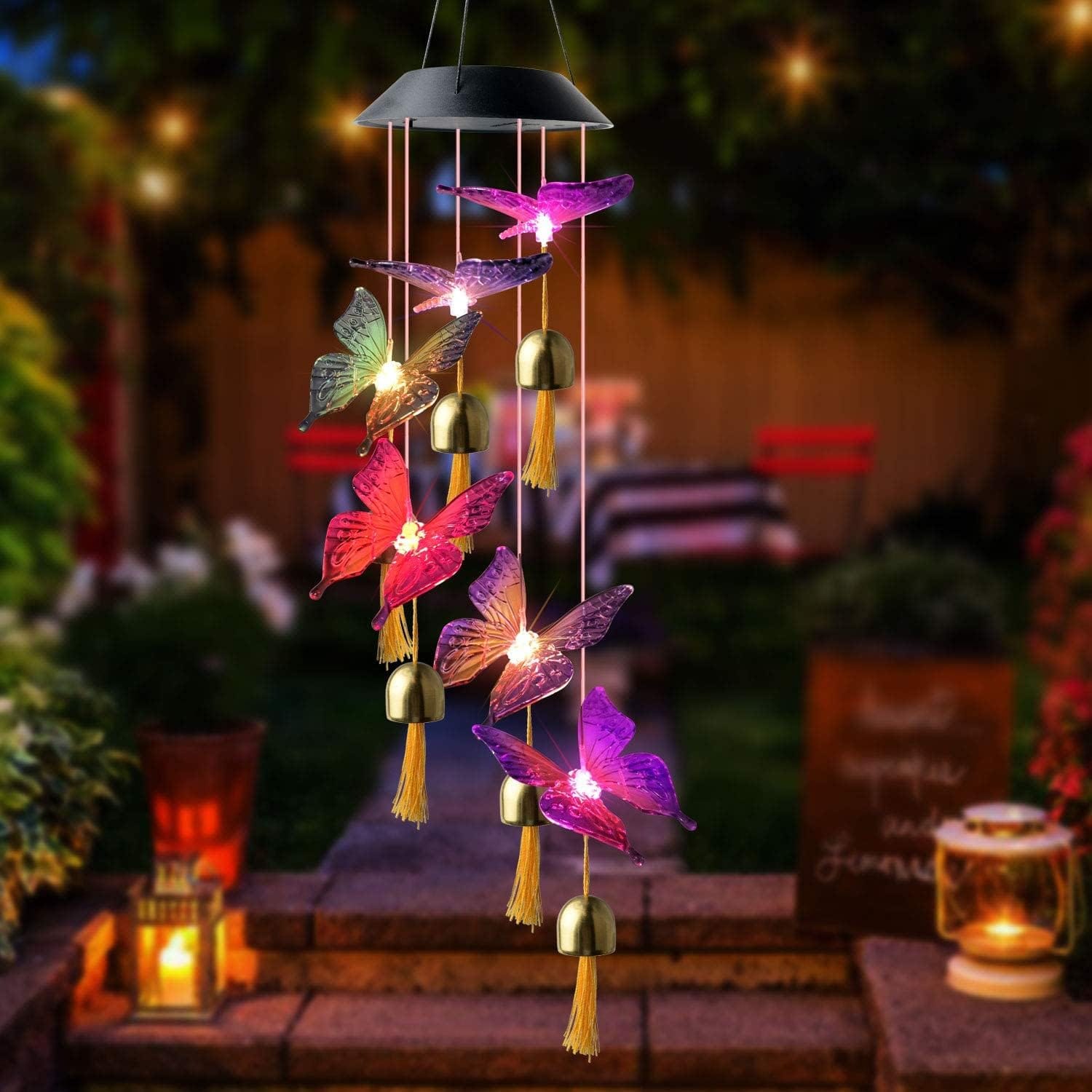 Campanilla de viento solar de colibrí al aire libre, regalo para papá, mamá, abuela, esposa, hija, hermana, tía, abuela, mujeres, decoración al aire libre para patio, jardinería - Image 69