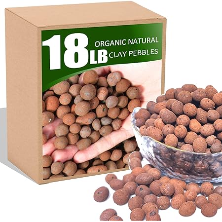 18LB Organic Expanded Clay Pebbles,for Soil Hydroponic Rocks Orchids,Indoor Plants,Succulents (18)