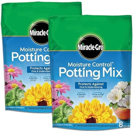 Miracle-Gro Moisture Control Potting Mix 8 qt., Protects Against Over and Under Watering Container Plants, 2-Pack