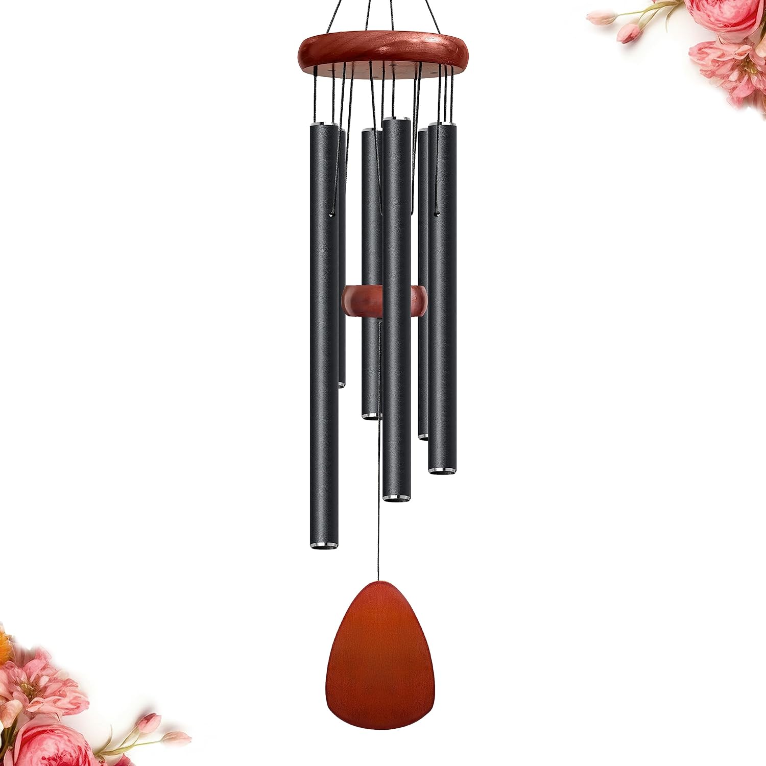 Large Aluminium Wind Chimes 37" Inches to Create a Zen Atmosphere for Outdoor, Garden, Patio Decoration with Wind Catcher, Classic Black, Suitable as A Gift for Unisex - Image 8