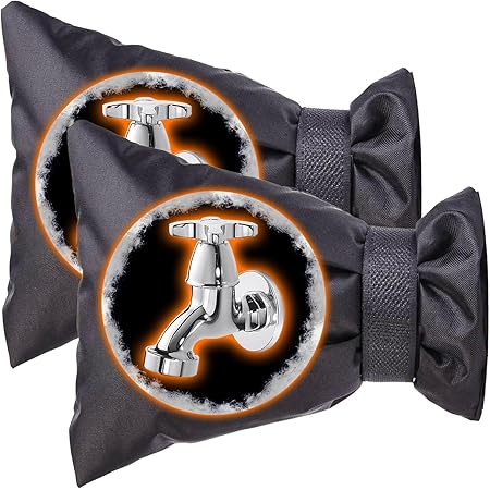 Vazioyar Outdoor Faucet Covers, Waterproof Pipe Insulation Hose Cover Socks, Winter Water Faucet Cover Socks Anti-Freezing Protection Insulated Hose Bib Cover，(2Pack black)